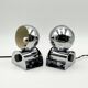 Tronconi Chrome Eyeball Lamps Italian Pair 1970s