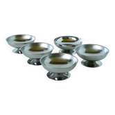 Lot de 5 coupes à glace en inox, pieds large, Design, 1970 - 4 X 9 cm