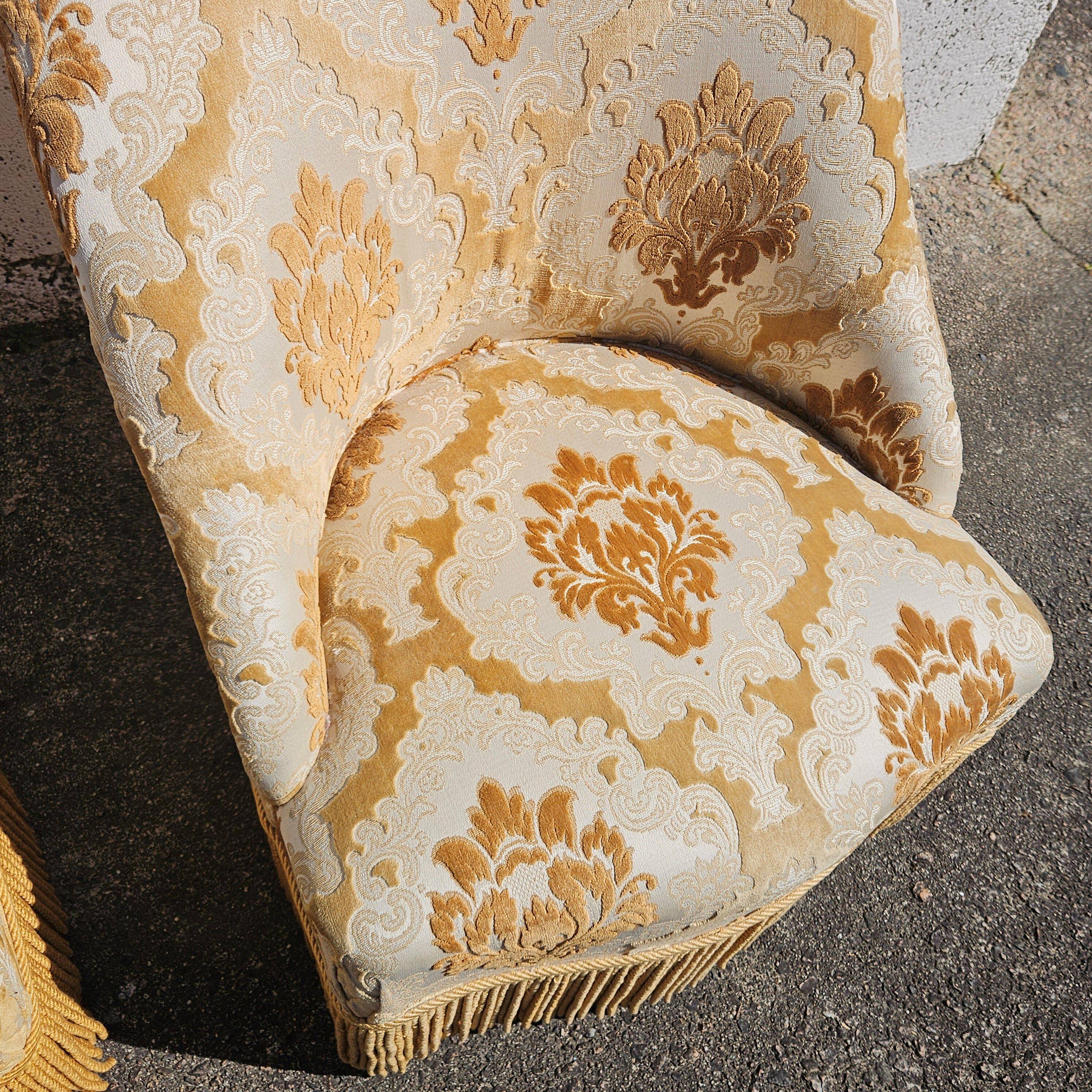 2 French Vintage Crapaud Seater-golden beige Cocktail Chairs 60s