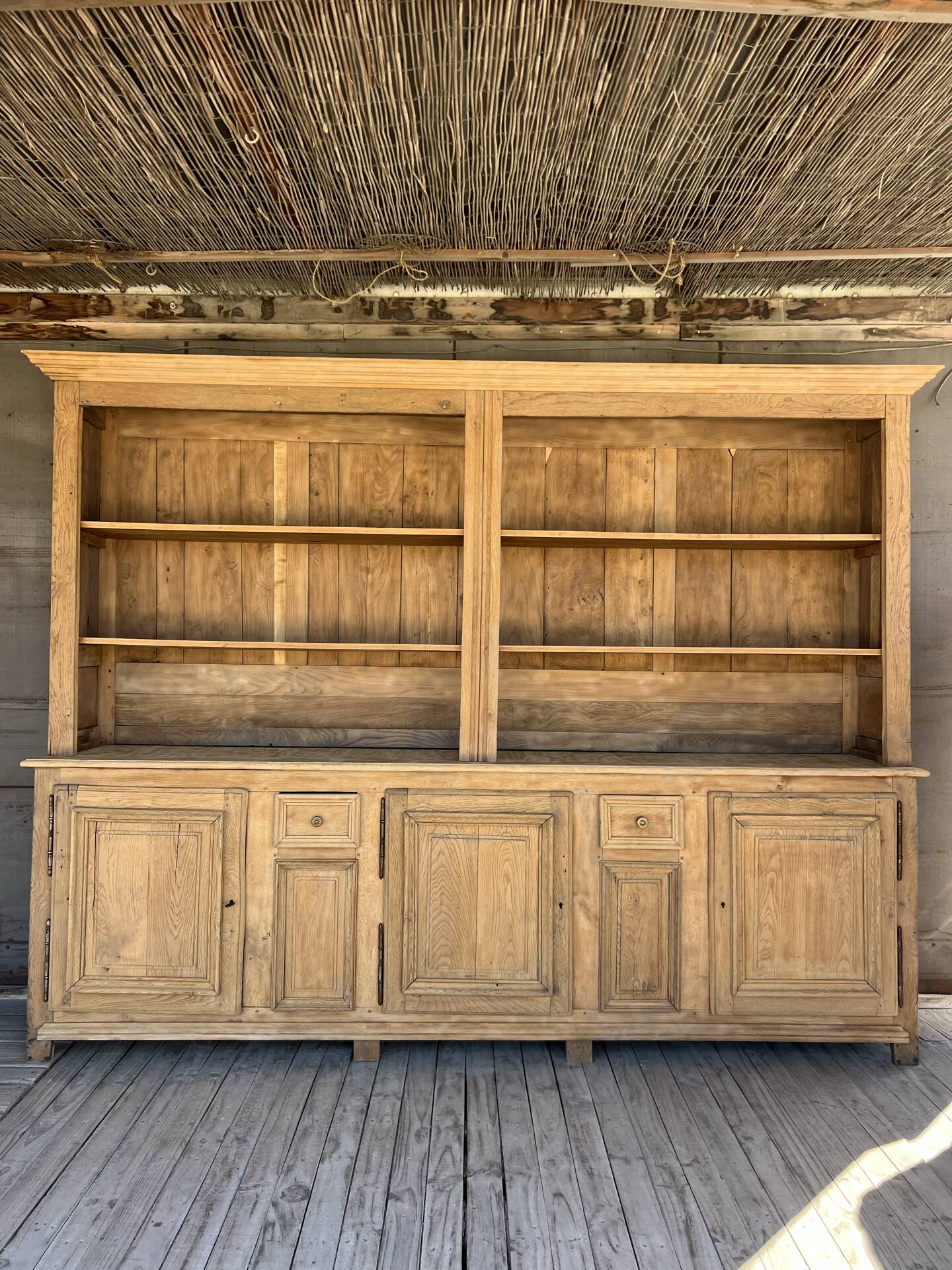 Old office furniture, raw oak wood.