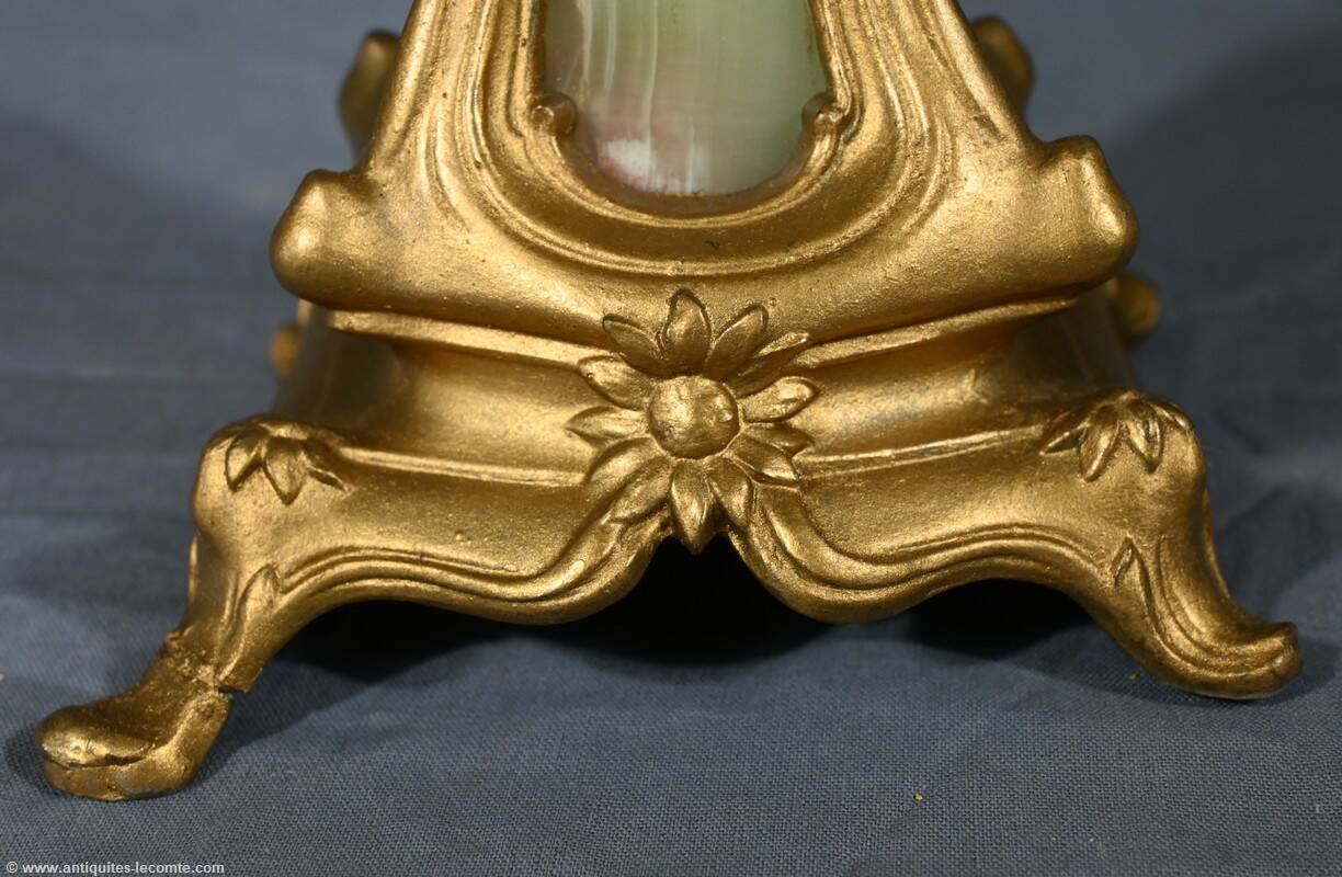 Pair of candelabra in gilded spelter and onyx – 1940