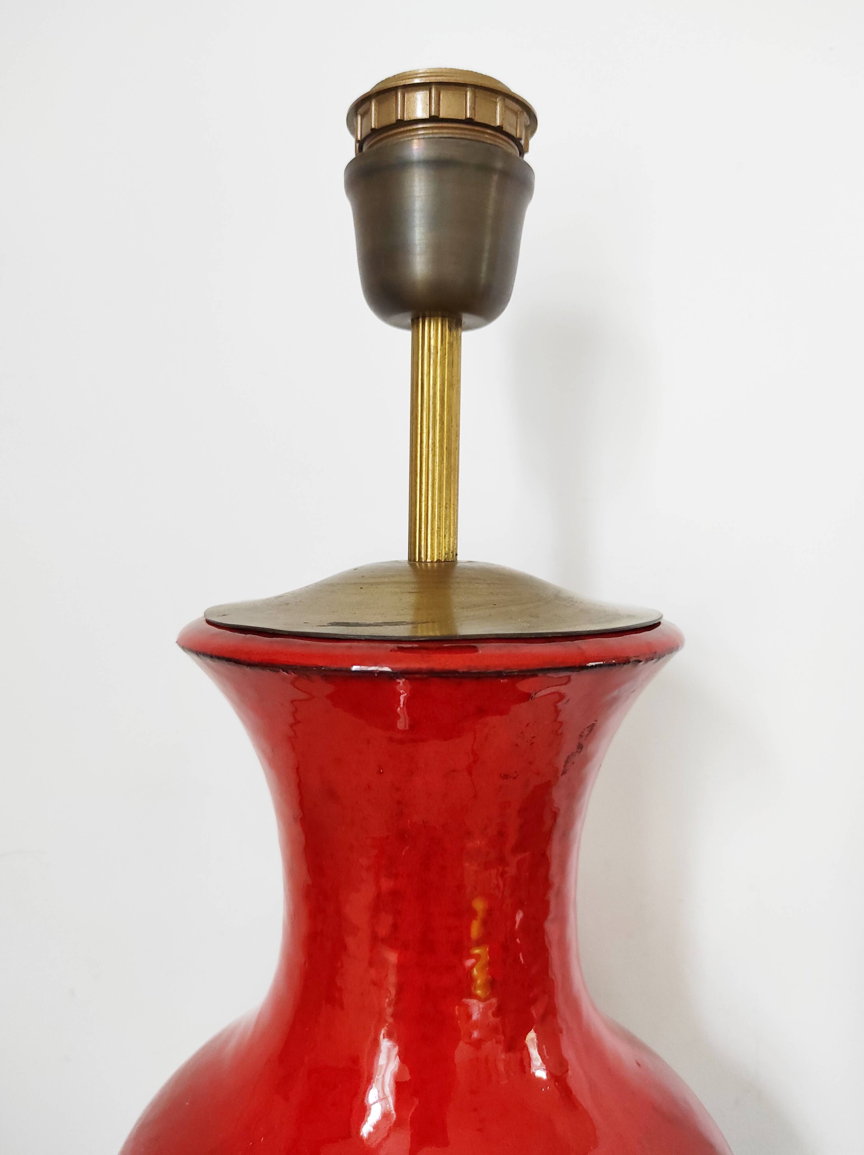 Red ceramic lamp base 53 cm high