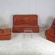 Flexible sofa, orange vinyl and foam, France, circa 1970
