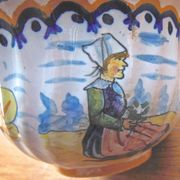 Tasse & sous tasse ancienne, godronnée-henriot, quimper