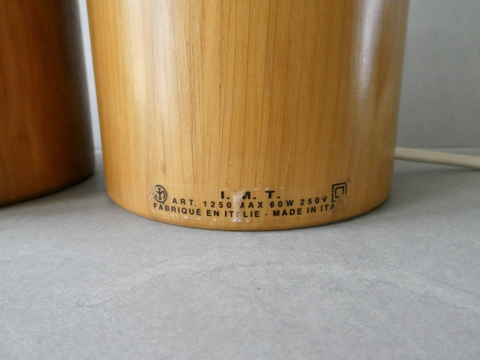 Pair of solid wood lamp bases IMT Italy for Habitat, around 1980.