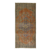 One-of-a-kind turkish handwoven vintage rug - rustic vintage charm 290x 140