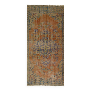 One-of-a-kind turkish handwoven vintage rug - rustic vintage charm 290x 140