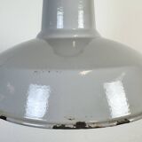 Industrial Grey Enamel Factory Pendant Lamp, 1960s