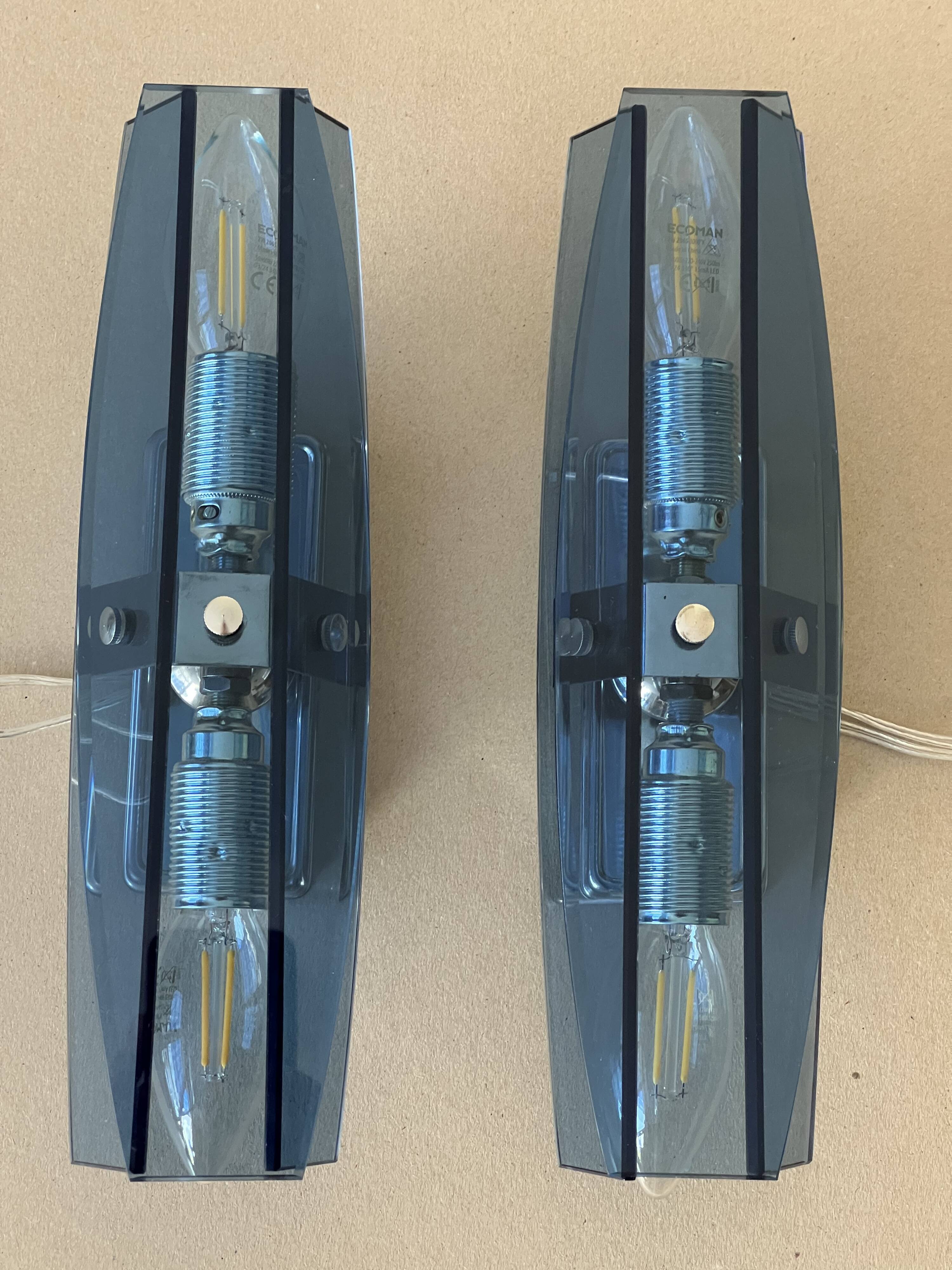 Pair of wall lights attributed to Veca for Fontana Arte, 70s
