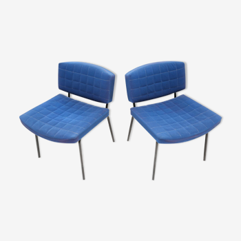 Paire de fauteuils royal blue Pierre Guariche pour Meurop 1950s