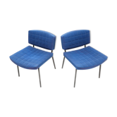 Pair of chairs royal blue Pierre Guariche for Meurop 1950 s