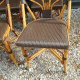 Set of 6 terrace chairs "bistro" in natural rattan.