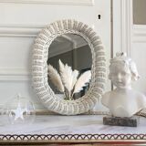Vintage rattan wicker mirror - 40x30cm