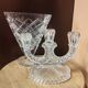 Candelabrum and fan vase in glass and crystal Art Deco style