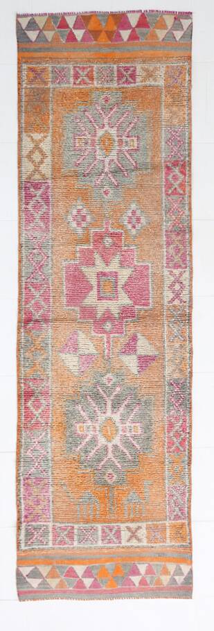Pink Oriental Vintage Runner Rug, 86x309Cm