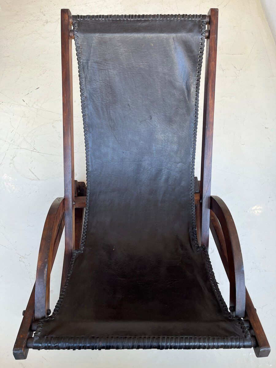 Vintage leather sling chair, 1980s