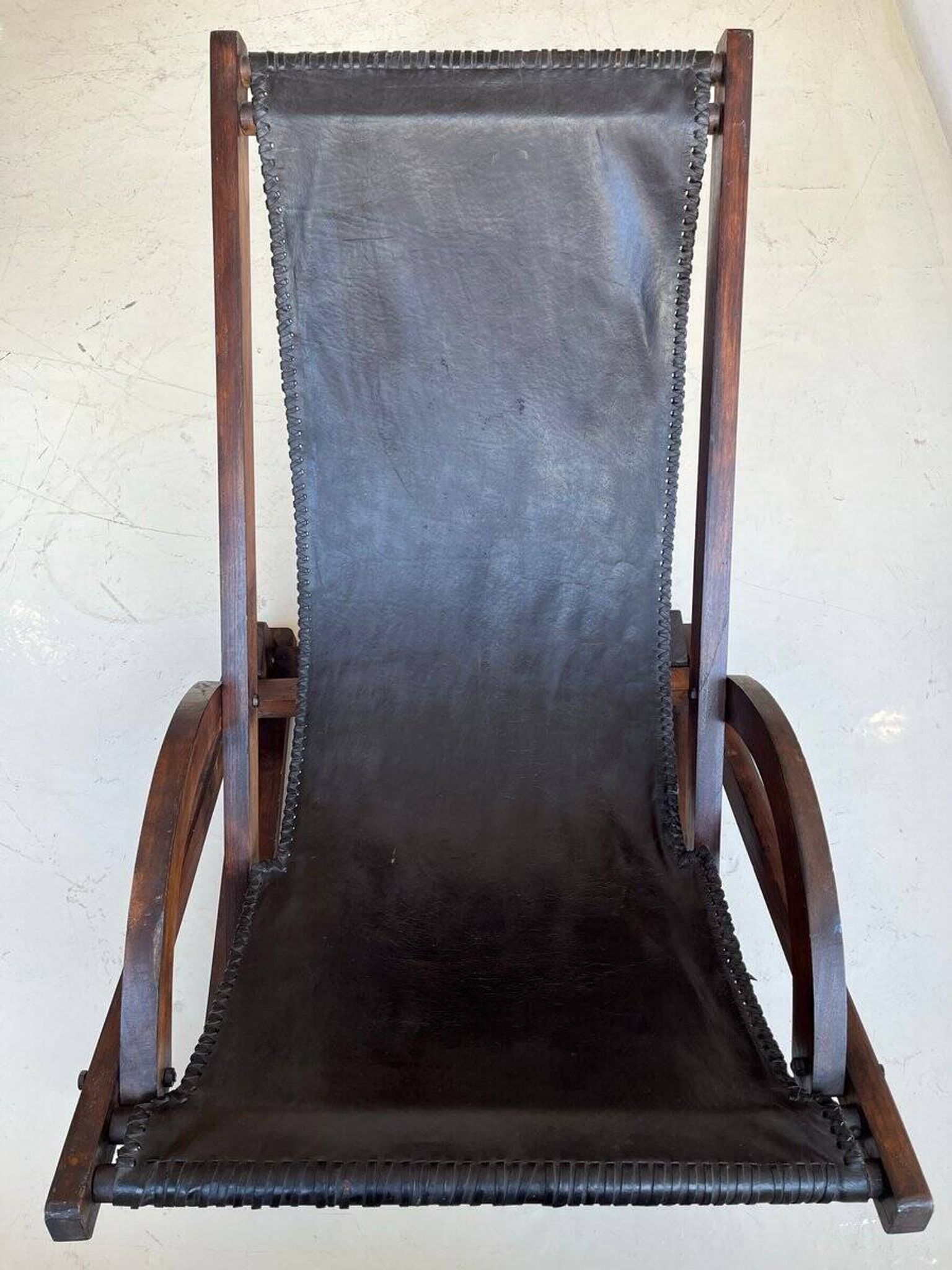 Vintage leather sling chair, 1980s