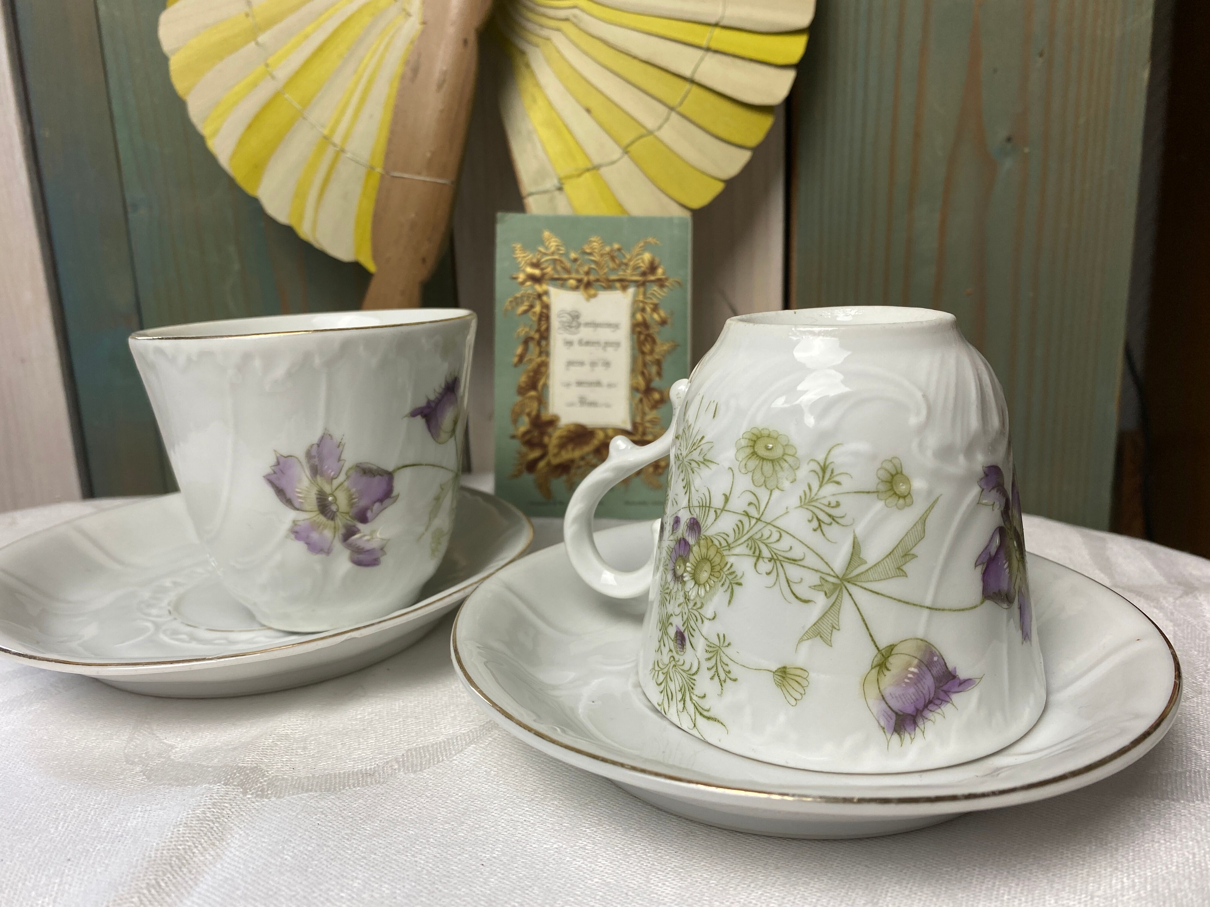 Duo of antique coffee cups