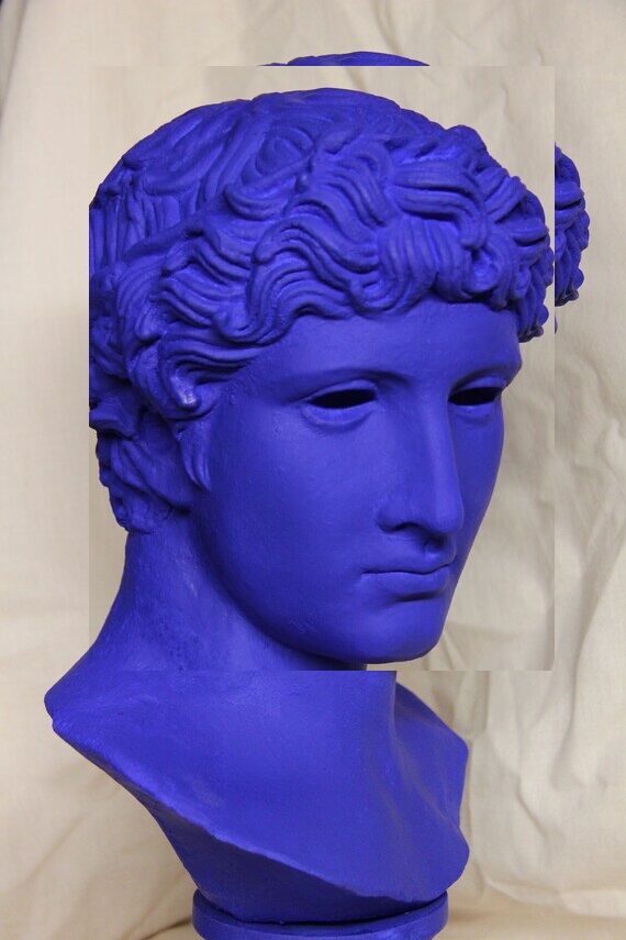 bust Apollo Greek Roman blue design