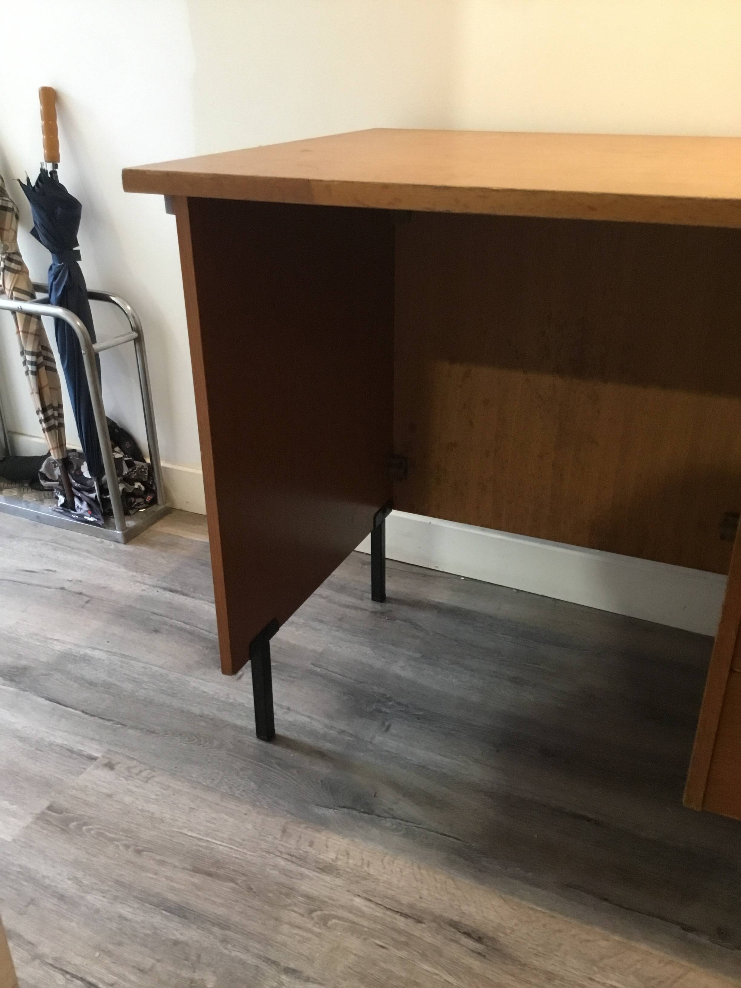 wood and metal desk from the 1960s in modernist style