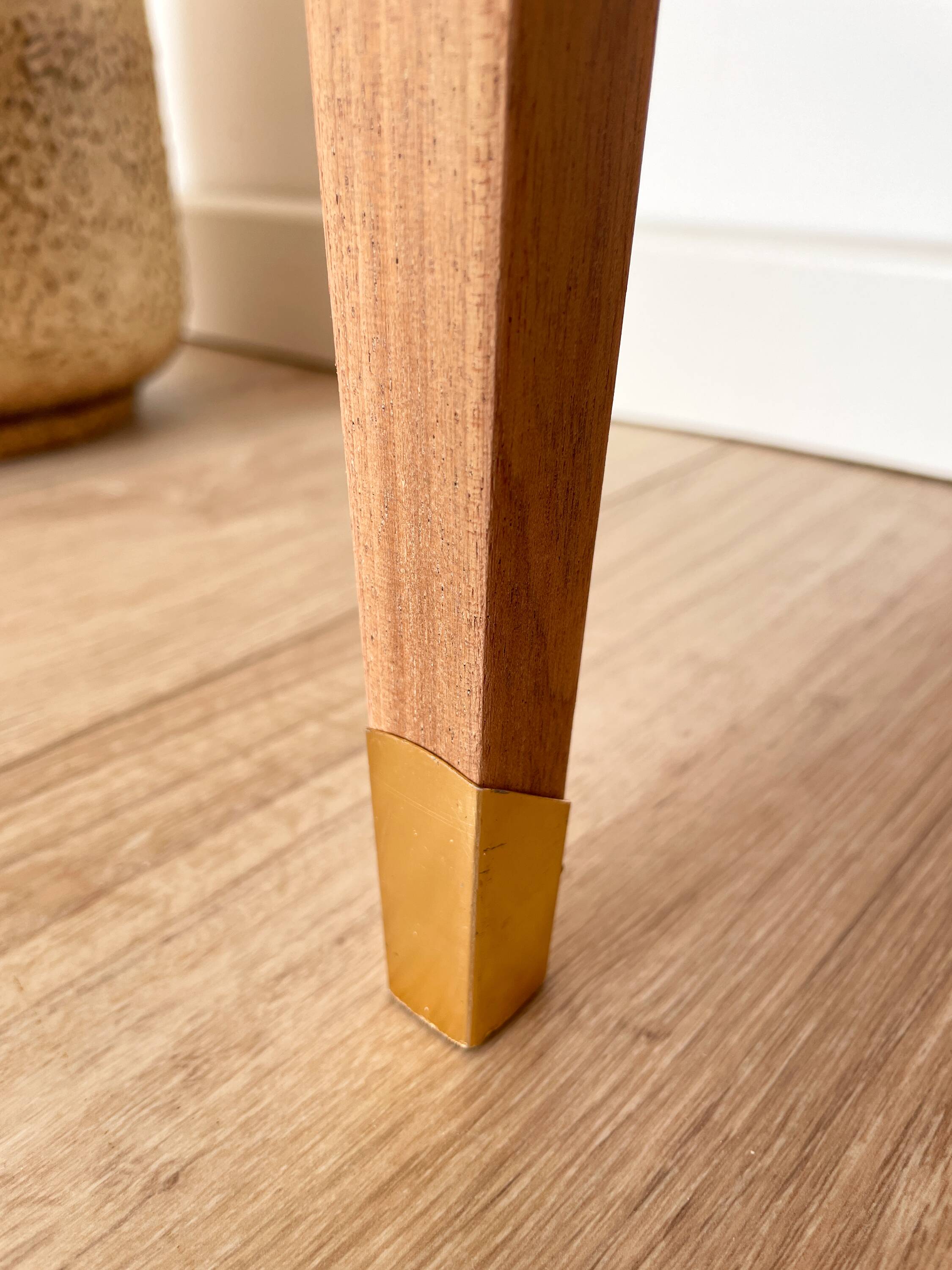 Vintage bedside table, tapered legs - Sèvres blue