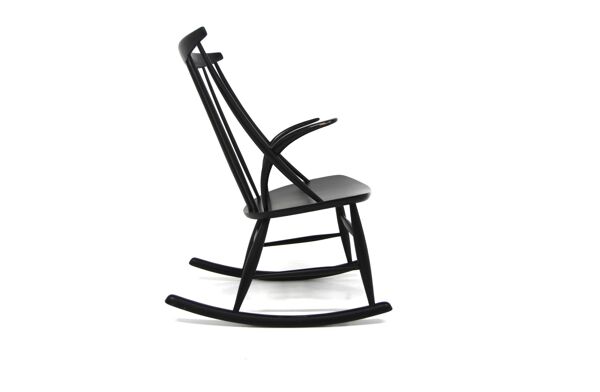 Rocking-chair en hêtre, Illum Wikkelsø, N. Eilersen, Danemark, 1960