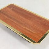 Table Basse En Travertin Rouge Et Laiton, Belgique C.1970