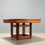 Antique Art Nouveau table in mahogany and glass, Italy, 20th century.