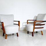 Paire de fauteuils art déco, noyer, hongrie - nouvelle garniture