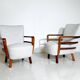Pair of art deco armchairs, walnut, hungary - new upholstery