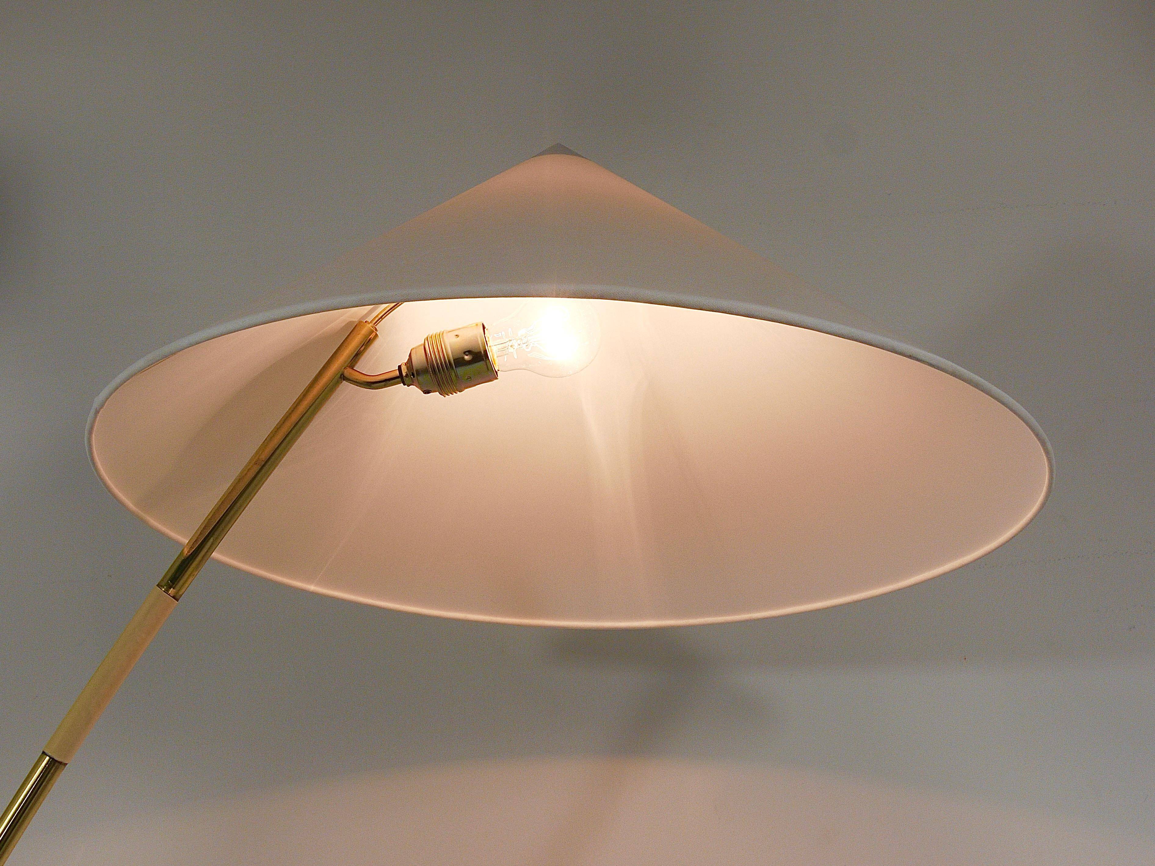 Brass floor lamp Sumatra Mid-Century Rupert Nikoll, Vienna, Austria, 1950s