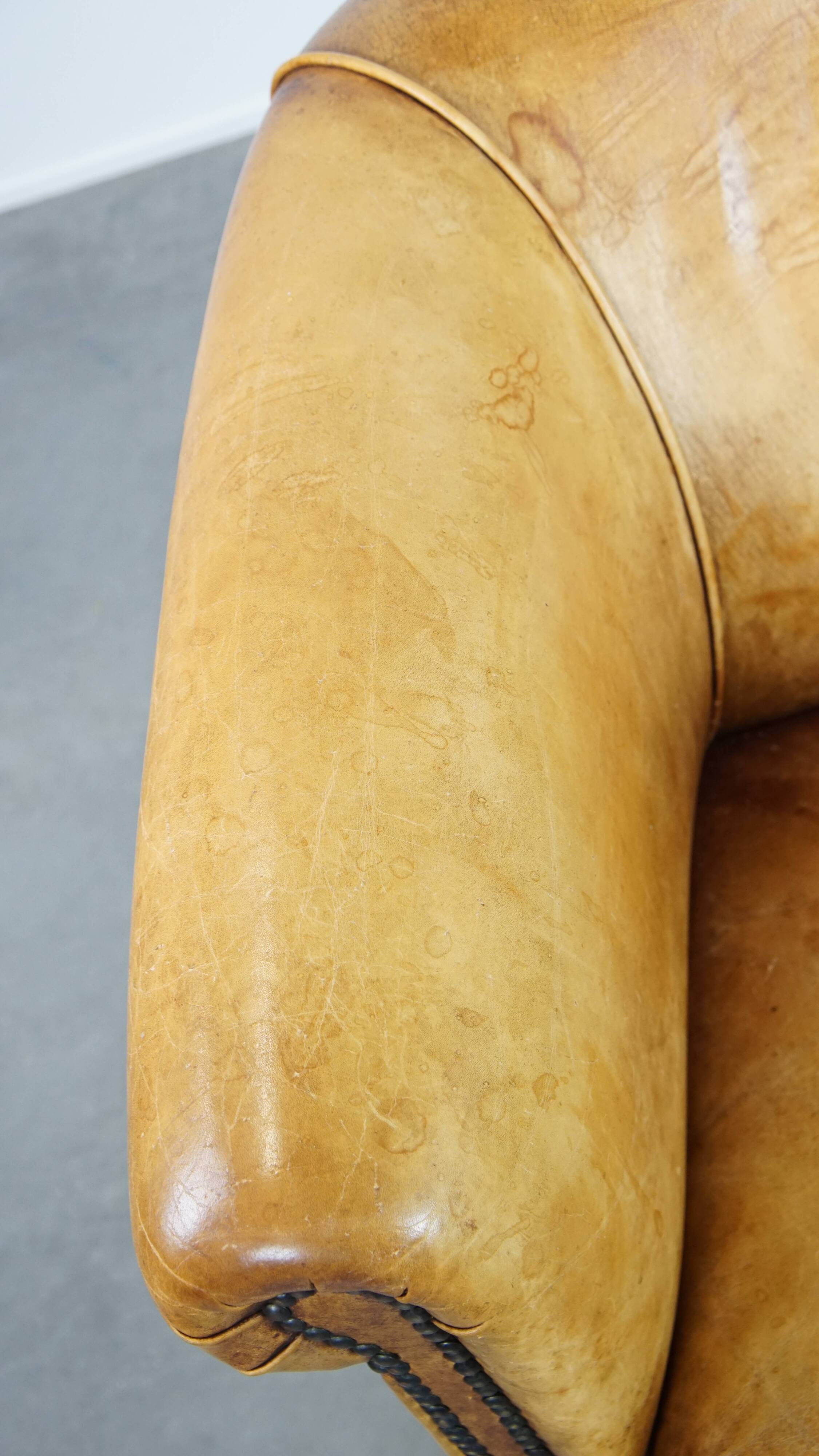 Cow leather English style club chair