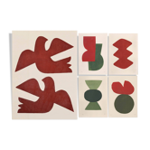 Collection de 5 oeuvres sur papier Signé Eawy