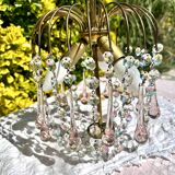 Magnificent Cascade Chandelier in Brass & Crystal Glass 1970s Vintage