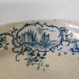 Old serving dish floral and maritime decoration