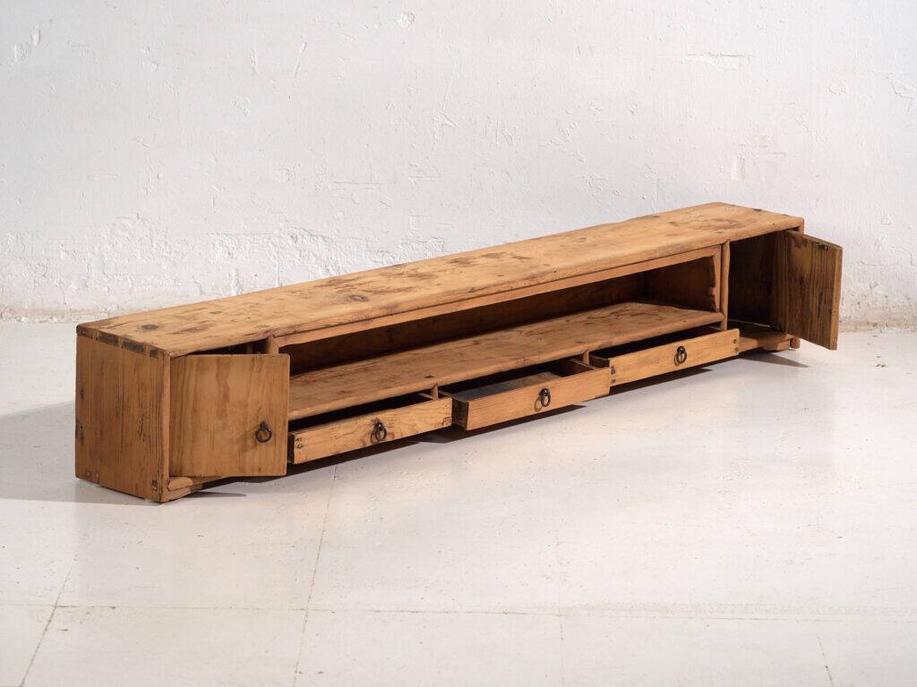 Chinese low cabinet in stripped wood – China, Qing dynasty – circa 1900