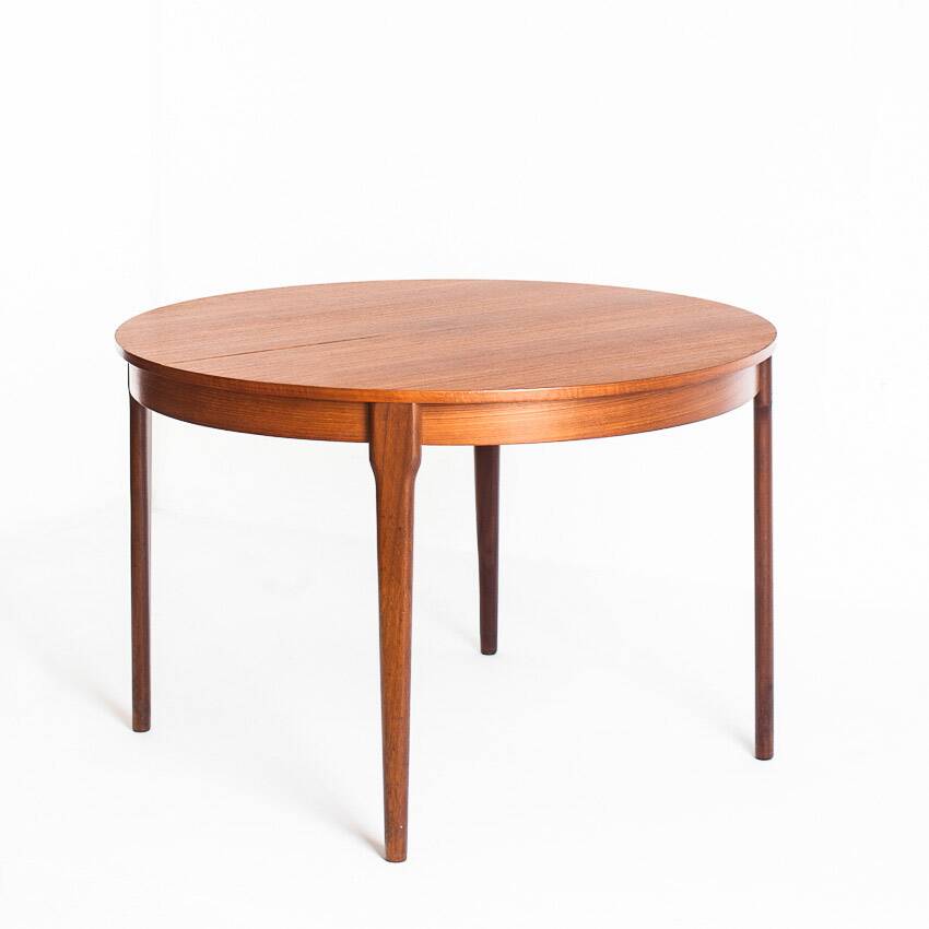 Vintage Scandinavian style table with central extension. Teak wood. France, 1960s