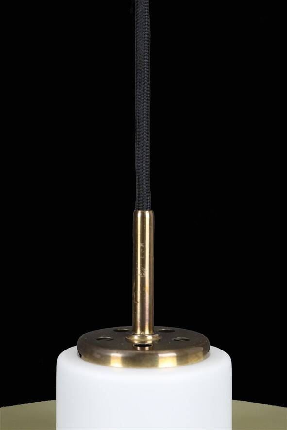 Mid-century pendant lamp / opal glass / brass / light green / Danish modern design / 1960s / 1970s