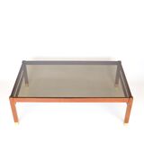 Table basse en palissandre et verre fumé