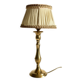 Lampe laiton massif et abat-jour ancien