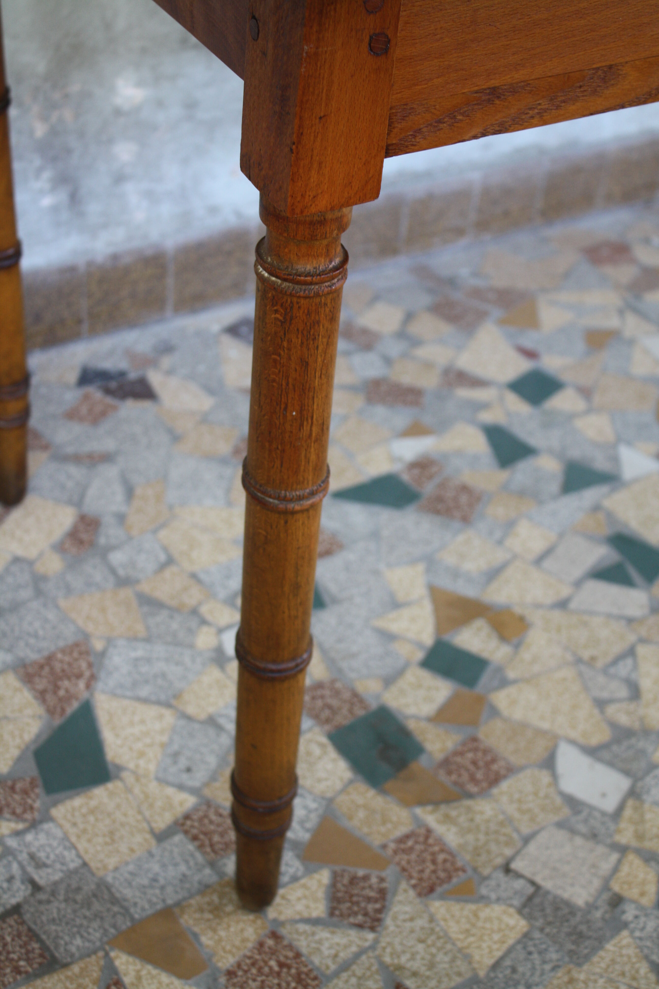 Pitch pine desk false bamboo Napoleon III