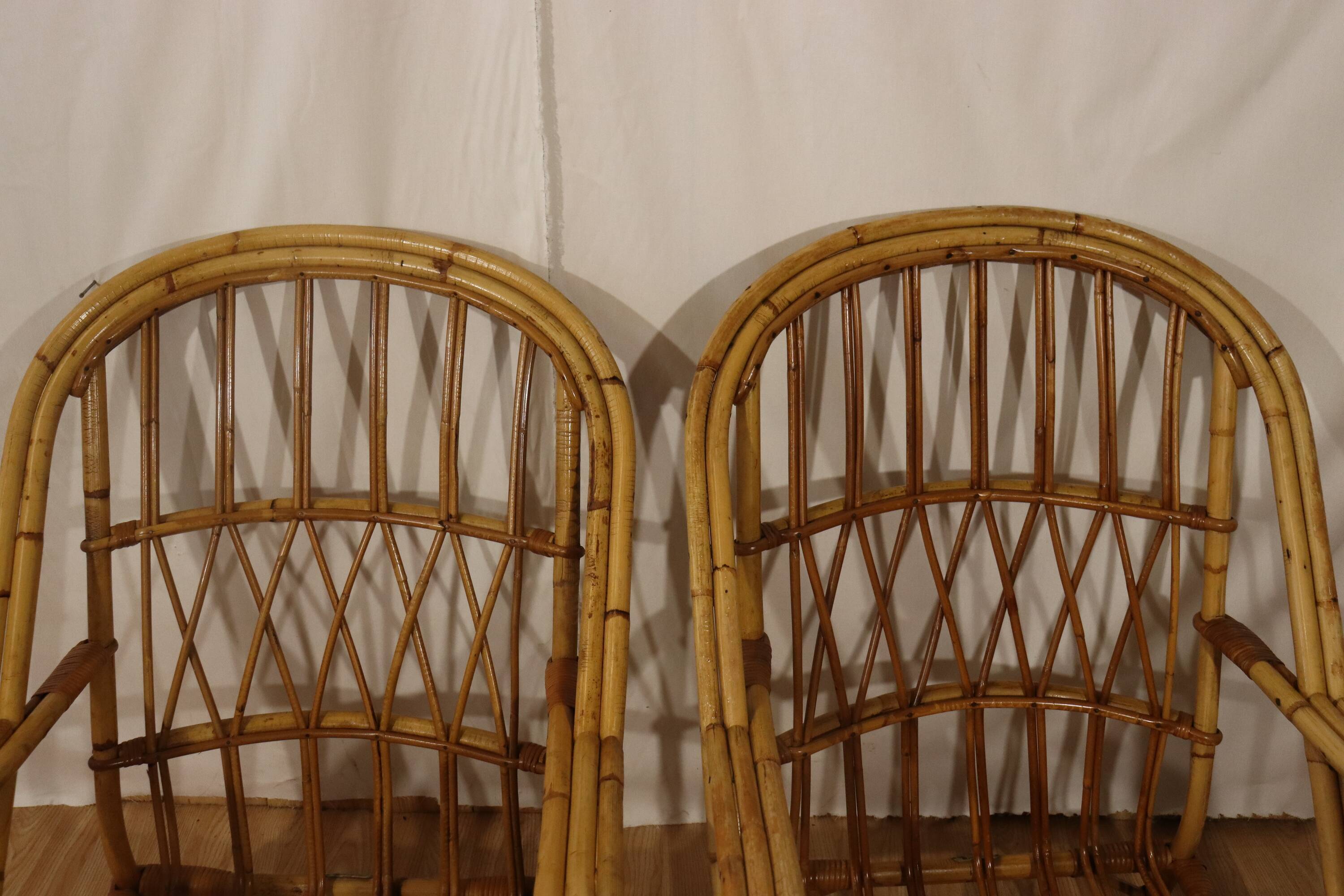 Paire fauteuils rotin Audoux Minnet