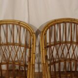 Pair of Audoux Minnet rattan armchairs