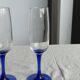 Set of 6 blue-footed champagne flutes; 3 pairs of designs.