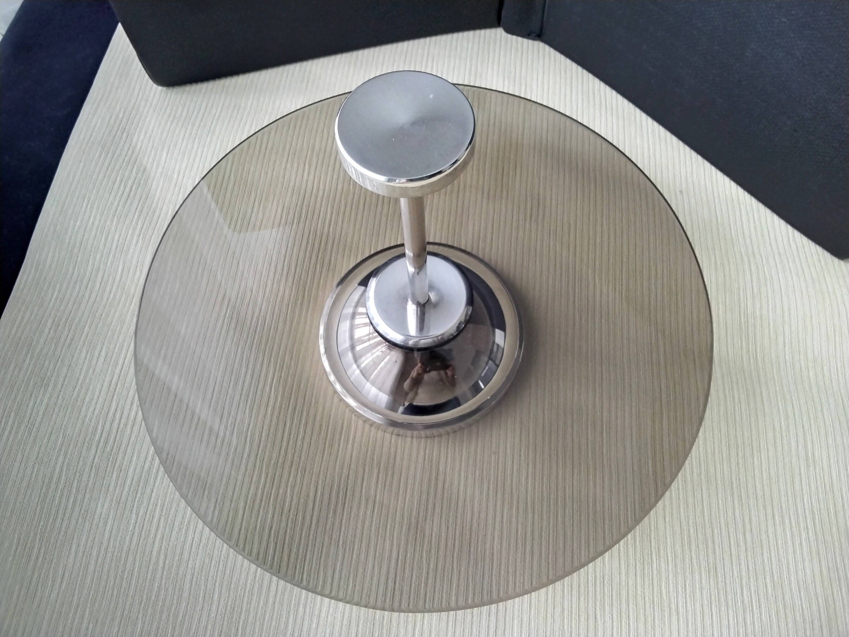Vintage Glass and Stainless Steel Cheese Board