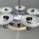 Art Deco Chrome Chandelier with Glass Bowl Shades