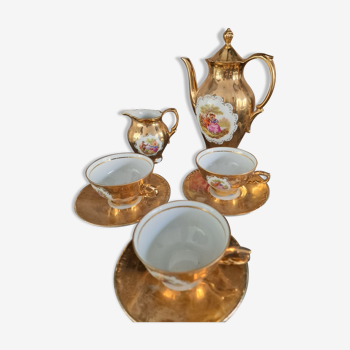 Tea pot serving milk jug golden porcelain Bavaria vintage