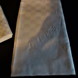 Table linen damask monogram ten napkins tablecloth 200 X 210 cm