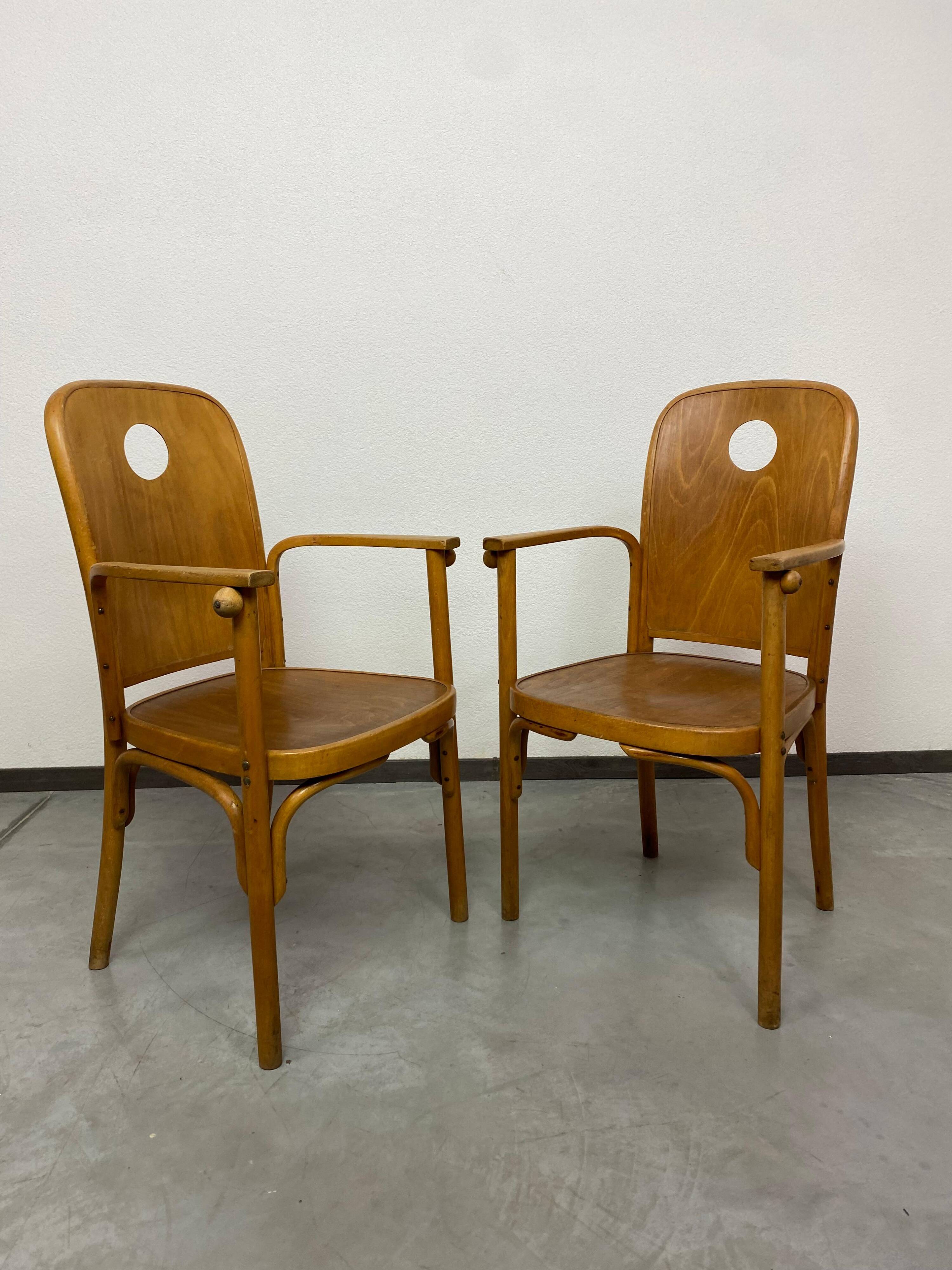 Very rare armchairs no. 813 /1F by Josef Hoffmann for Jacob Josef Kohn