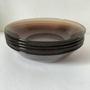 Set of 5 vintage Duralex deep plates – smoked brown glass